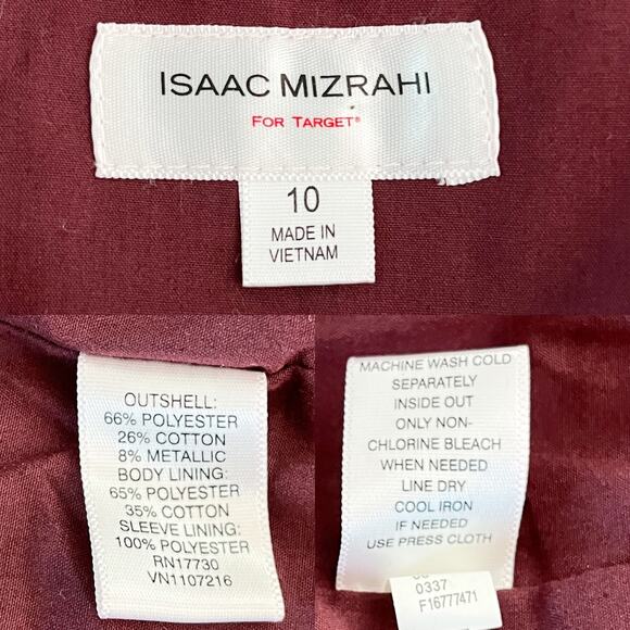 Isaac Mizrahi Target Blazer 10 Scarlet Bloom Crop Pockets Textured New - Picture 6 of 12